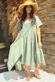 Made in Italy Tiggy Pure Cotton Smock Dress Soft Khaki -